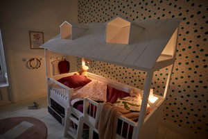 Lifetime Bed Beachhouse Kinderbed met Dakhuisje Kajuitbed en Trap, opslag lades - Wit