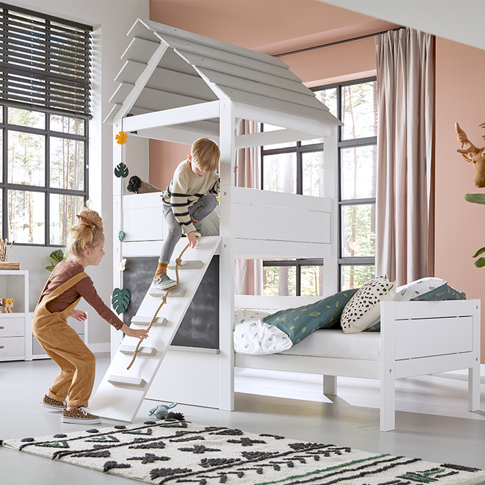 Lifetime Bed Play Tower met Klimplank en Krijtbord 90x200 cm - Wit