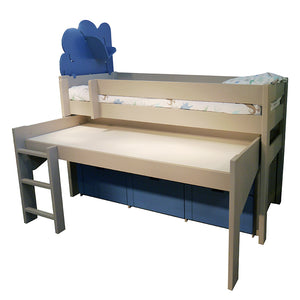 Mathy By Bols hoogslaper 127 met uitschuifbaar bureau en ladekast grijs blauw