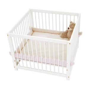 Hoppekids Sprookjesbloemdeken voor box 100x100 cm, Babyroze/Zand