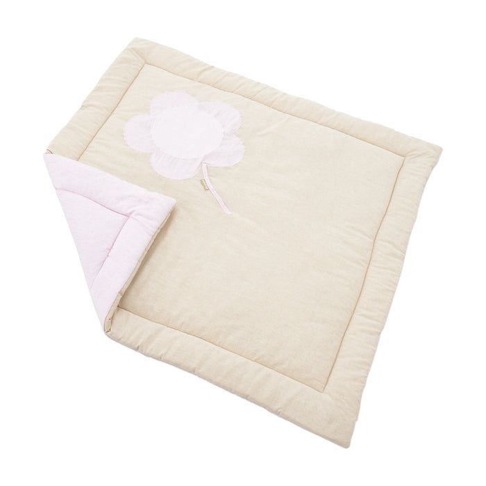 Hoppekids Sprookjesbloemdeken voor box 100x100 cm, Babyroze/Zand