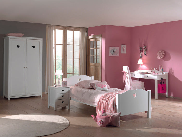 AMORI: BED 90x200 + NACHTTAFEL + 2 DEURS KAST + BUREAU