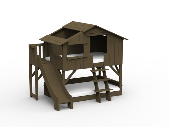 Enkel boomhut in MDF & glijbaan + platform