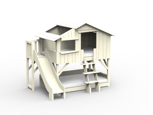 Enkel boomhut in MDF & glijbaan + platform