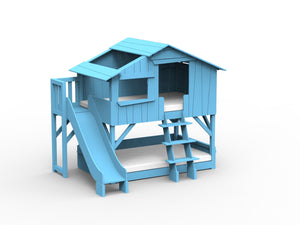 Enkel boomhut in MDF & glijbaan + platform