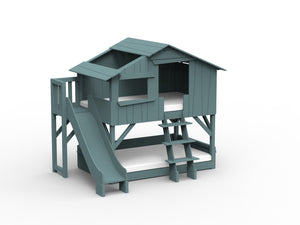 Enkel boomhut in MDF & glijbaan + platform