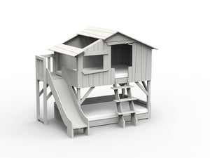 Enkel boomhut in MDF & glijbaan + platform