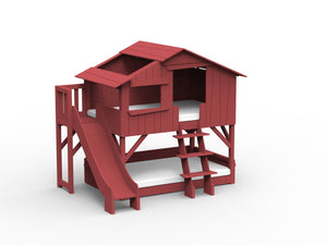 Enkel boomhut in MDF & glijbaan + platform