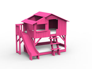 Enkel boomhut in MDF & glijbaan + platform