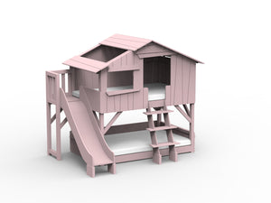 Enkel boomhut in MDF & glijbaan + platform