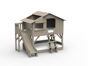 Enkel boomhut in MDF & glijbaan + platform