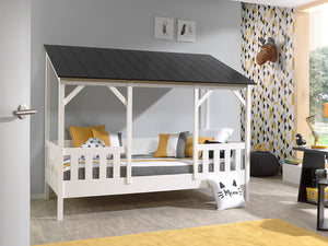 Housebed-combinatie: een housebed, een lattenbodem kader en een matras
