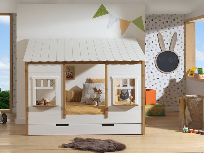 Housebed-combinatie: een huisbed en een bedlade
