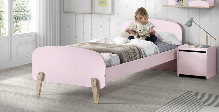 KIDDY combinatie in roze: een bed (90x200) en bijhorend nachtkastje.
