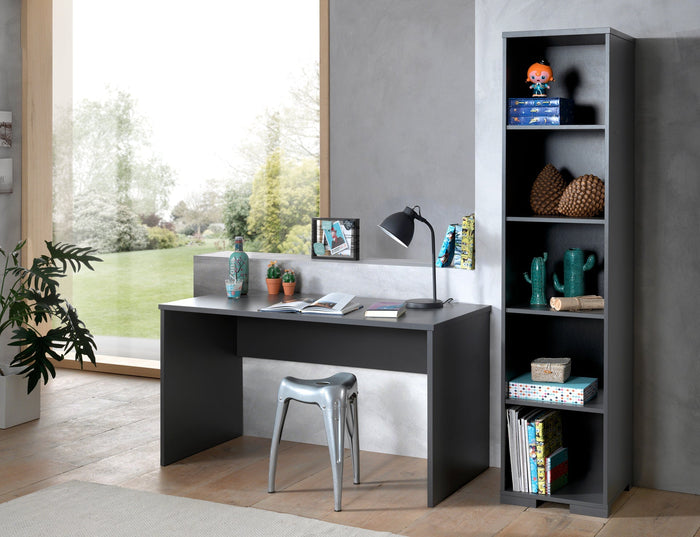 LONDON combinatie in antraciet: een bureau en boekenkast.