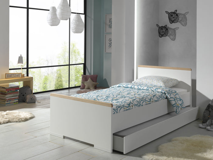 LONDON combinatie in wit: een bed (90x200) met bijhorend rolbed.