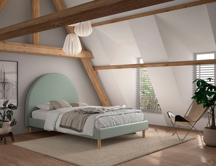 MOON BED 140x200 BOUCLE GROEN