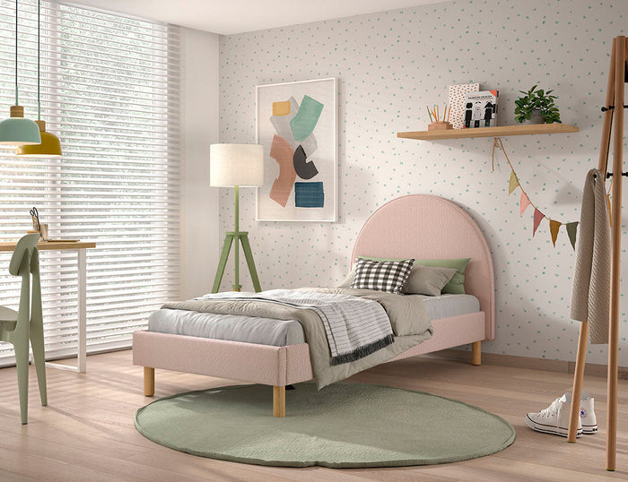 MOON BED 90x200 BOUCLE ROSE