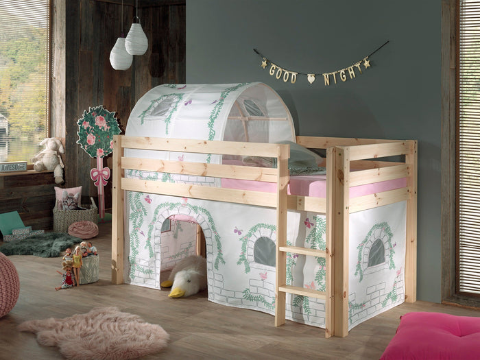 PINO-combinatie: een natuurkleurige PINO hoogslaper , een speelgordijn birdy en een tunnel birdy