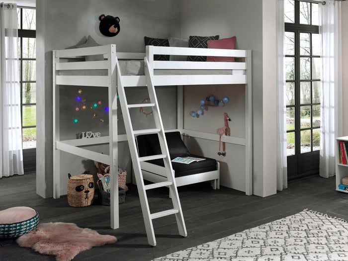 PINO-combinatie: een witte PINO mezzanine en een PINO zetelbed wit