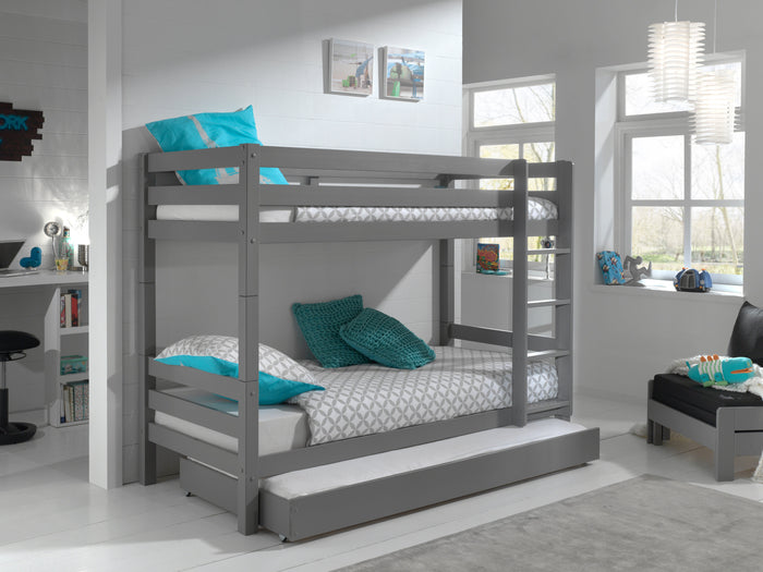 PINO-combinatie: een grijs PINO stapelbed (h160cm) en een PINO rolbed