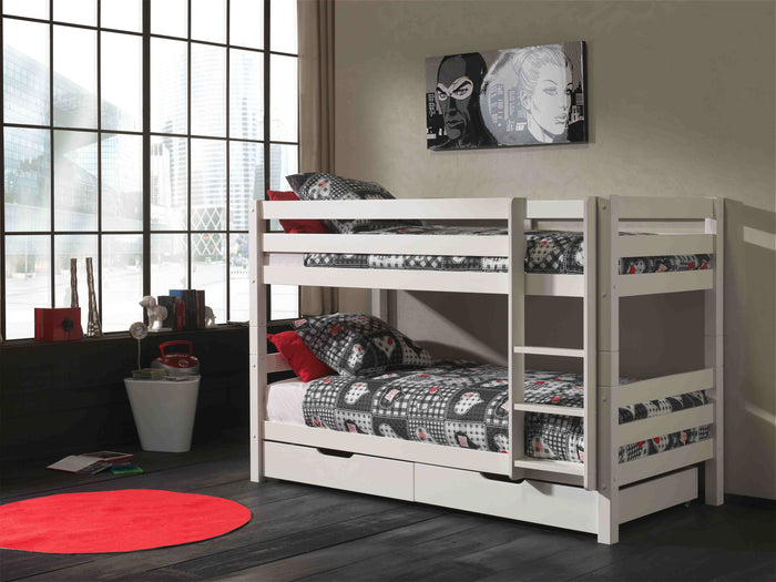 PINO-combinatie: een wit PINO stapelbed en een PINO 2 lades wit