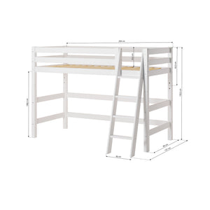 HoppekidsECO Luxe halfhoogslaper 90x200 cm met schuine ladder, Wit