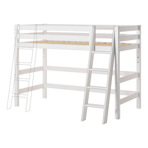 HoppekidsECO Luxe halfhoogslaper 90x200 cm met schuine ladder, Wit