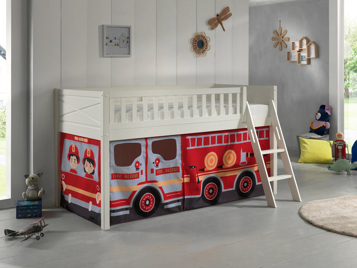 SCOTT combinatie: de hoogslaper en het FIRE TRUCK speelgordijn.
