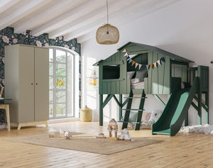 Enkel Boomhut  90 x 190 met glijbaan + platform