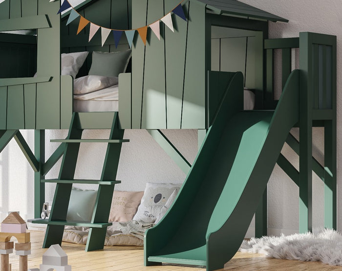 Enkel Boomhut  90 x 190 met glijbaan + platform
