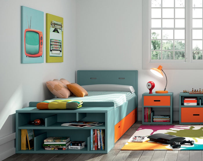 Madaket kinderbed met bedlade en bibliotheekkast
