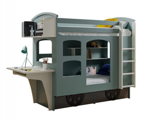 Bed wagon met boekenrek en bureau