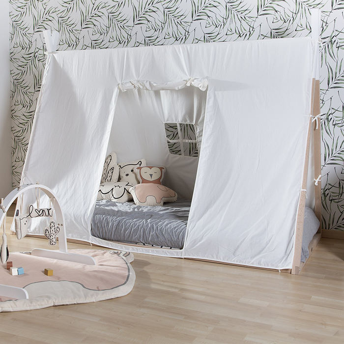 Childhome Combinatie Tipi Bedframe natural/white + Wigwam Hoes - 70x140 cm