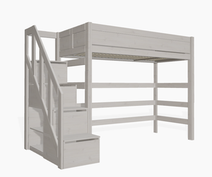 Lifetime hoogslaper met trapkast 90x200 138 cm onder bed whitewash
