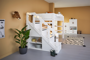 Lifetime hoogslaper met trapkast 90x200 138 cm onder bed wit