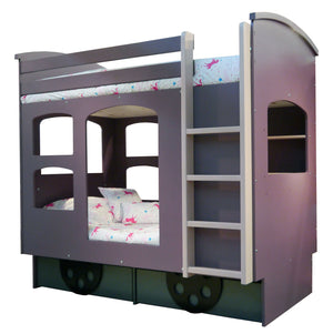 Mathy By Bols Wagon Stapelbed Bed met uitschuifbare lades paars